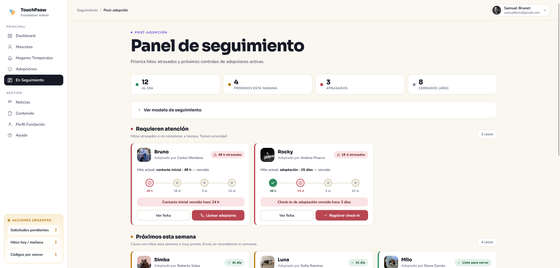 Seguimiento después de una adopción